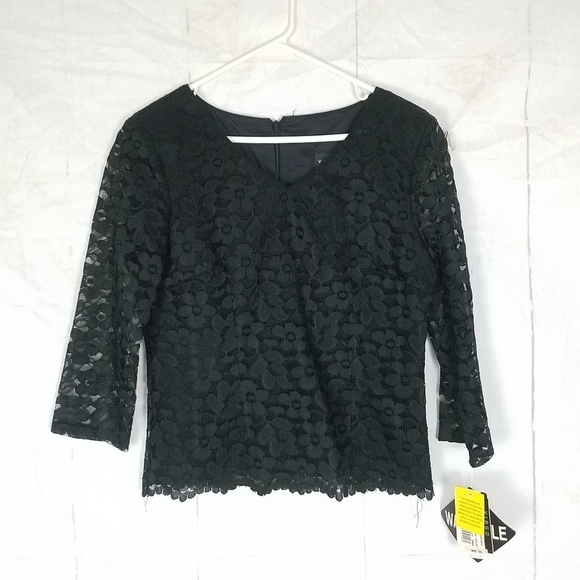 Vtg Virgo black lace dress top - Picture 6 of 11
